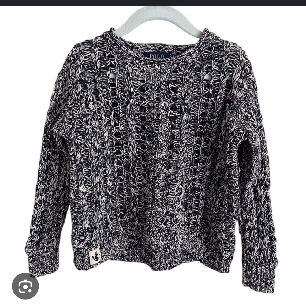 Ralph Lauren Navy Blue Marled Knit Sweater
